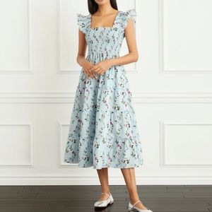 Hill House Ellie Nap Dress Pond Floral Poplin Size M